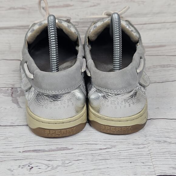 Women's Sperry Top Sider Boat Shoe Sz 9.5 Gray Metalic Casual - Picture 4 of 7